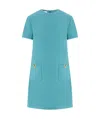 Valentino V-logo Pocket Short-sleeve Crepe Mini Dress In Blue