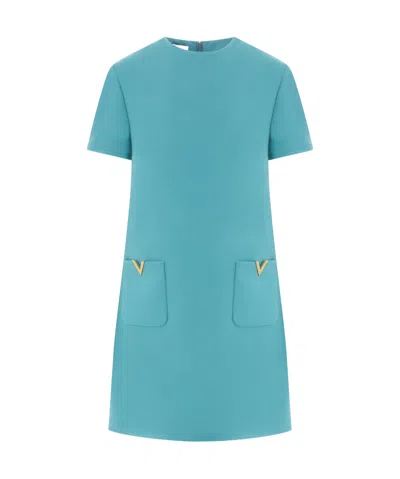 VALENTINO VALENTINO LOGO PLAQUE CREWNECK DRESS