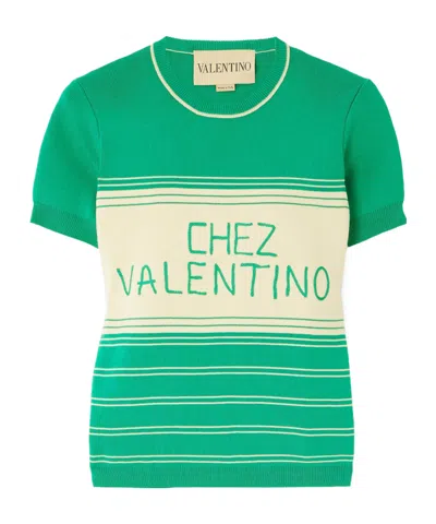 Valentino Short-sleeved Sweater In Green