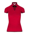 Valentino Sleeves Detail Mandarin Collar Ribbed Texture In Red