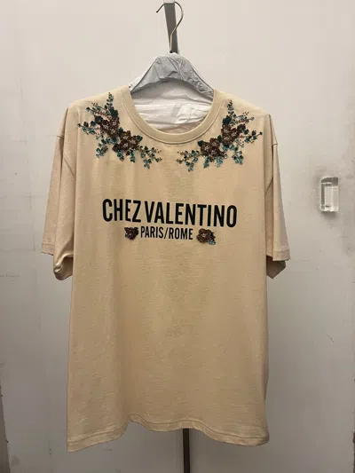 VALENTINO VALENTINO FLORAL EMBROIDERED CREWNECK T-SHIRT