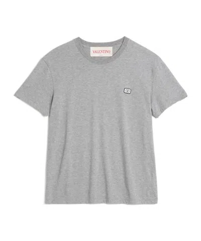 Valentino Vlogo Patch Crewneck T-shirt In Grey