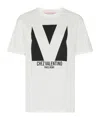 Valentino Crewneck Graphic Print Ribbed Short-sleeve Cotton Jersey In White