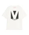 Valentino Crewneck Graphic Print Ribbed Short-sleeve Cotton Jersey In White