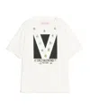 Valentino Womens Brand-print Rhinestone-embellishment Cotton-jersey T-shirt Avorio Nero In White