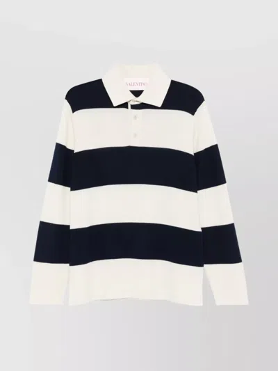 Valentino Short Sleeves With Polo Collar And Striped Pattern