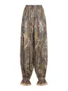 Valentino Beige Metallic Voyage Pleated Wide-leg Pants