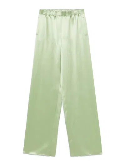 Valentino Silk Wide-leg Trousers In Green