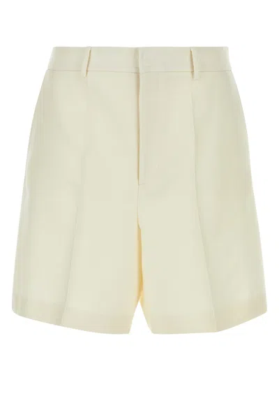 VALENTINO VALENTINO GARAVANI IVORY WOOL BLEND BERMUDA SHORTS