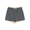 Valentino Button-embellished Checked Wool-blend Bouclé Shorts In Black