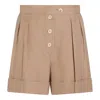 Valentino Tailored Shorts Linen Blend Pleated Design In Brown