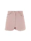 Valentino Knee Length Shorts Frayed Hem Floral Pockets Belt Loops In Pink