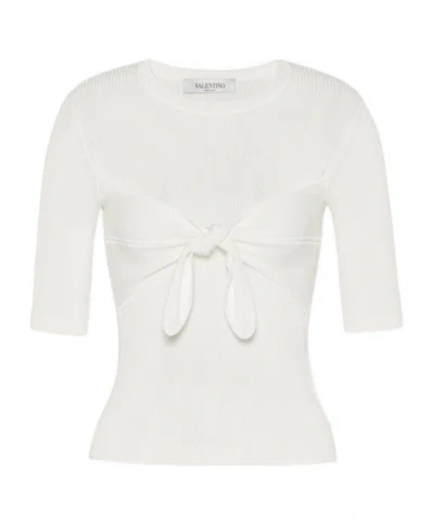 Valentino Short-sleeved Sweater In White