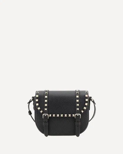 Valentino Garavani Rockstud Small Messenger Shoulder Bag In Black