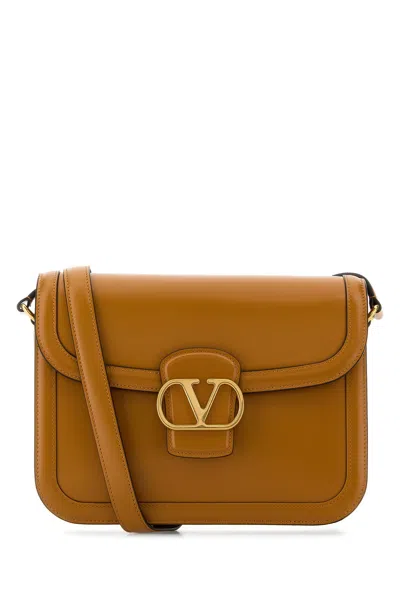 Valentino Garavani Camel Leather 9to5 Shoulder Bag In Orange