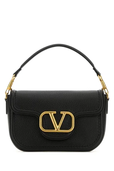 VALENTINO GARAVANI VALENTINO GARAVANI BLACK LEATHER ALLTIME SHOULDER BAG