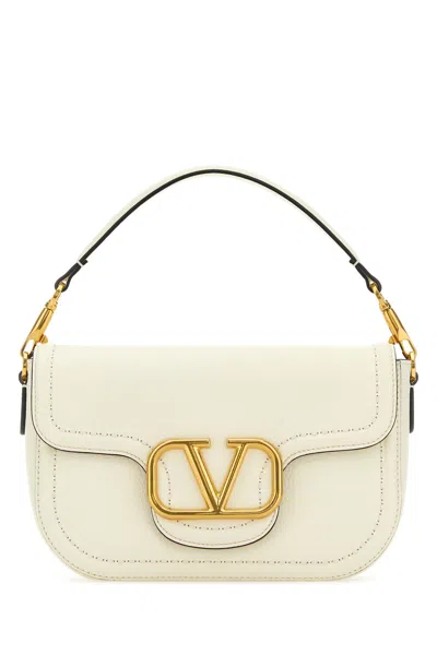Valentino Garavani Women Ivory Leather Alltime Shoulder Bag In White
