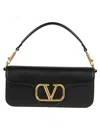 Valentino Vlogo Plaque Chained Shoulder Bag In Black