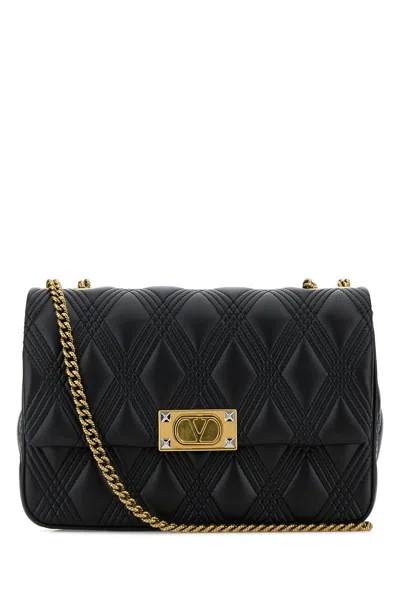 Valentino Garavani Black Nappa Leather Large Quiltie 67 Shoulder Bag