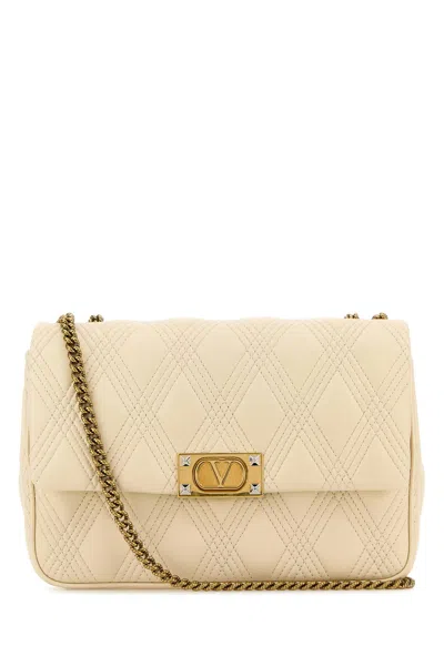 Valentino Garavani Ivory Nappa Leather Large Quiltie 67 Shoulder Bag