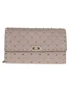Valentino Chain Strap Quilted Shoulder Bag With Studs In Pink