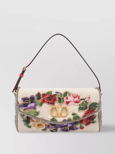 VALENTINO GARAVANI SHOULDER BAG SOFT FLORAL EMBROIDERY