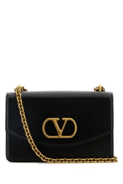 VALENTINO GARAVANI VALENTINO GARAVANI BLACK LEATHER VAIN SHOULDER BAG