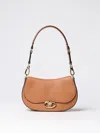 Valentino Garavani Brown Leather Ovhal Shoulder Bag In Beige