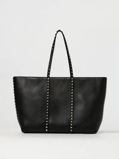 Valentino Garavani Rockstud Leather Tote Bag In Black