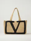 Valentino Borsa Shopping Viva Superstar Grande In Rafia Donna In Black