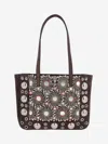 Valentino Nellcote Mirror-embellished Suede Mini Tote Bag In Brown