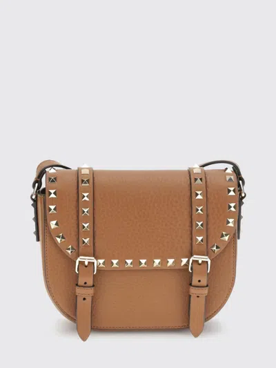 Valentino Garavani Rockstud Small Messenger Shoulder Bag In Brown