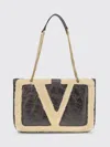 Valentino Viva Superstar Small Shearling Shopping Shoulder Bag In Brown