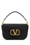 Valentino Vlogo Embellished Textured-leather Shoulder Bag In Black
