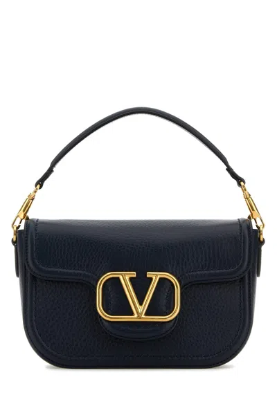 VALENTINO GARAVANI VALENTINO GARAVANI MIDNIGHT BLUE LEATHER ALLTIME SHOULDER BAG