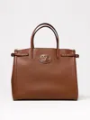 Valentino Garavani  Tobacco Leather Small Antibes Tote Bag In Brown