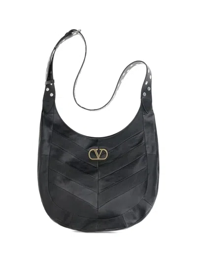 Valentino Garavani Shoulder Bag With A Chevron Motif In Black