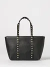 Valentino Rockstud Mini Tote In Hammered Leather In Black