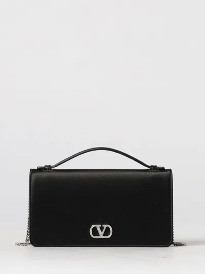 Valentino Garavani V Logo Signature Wallet With Strap In Black