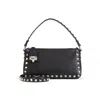 Valentino Rockstud Small Black Grainy Leather Crossbody Bag In Black