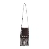 Valentino Fringed Suede Shoulder Bag With Adjustable Strap In Black