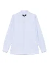 Valentino Cotton Shirt With Striped Pattern And Embroidered Motif In White