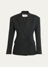 Valentino Slim Wool Blazer With Bow In Black