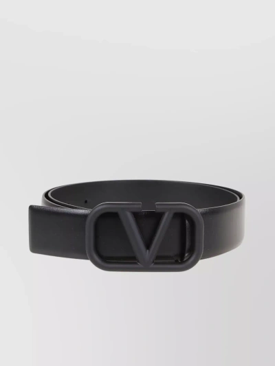 Valentino Garavani 40cm Buckle Adjustable Calfskin Belt In Grey