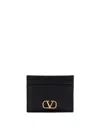Valentino Portafoglio Minimalista In Pelle Nera Con Fessure Per Carte In Black