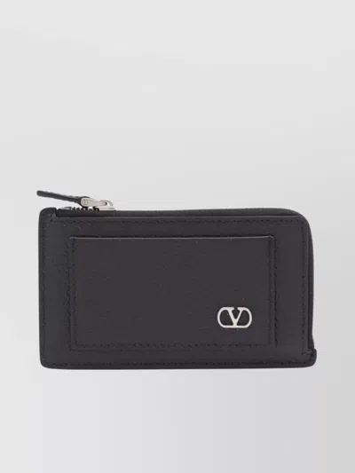 Valentino Garavani Signature Cardholder With Antique Palladium Hardware In Black