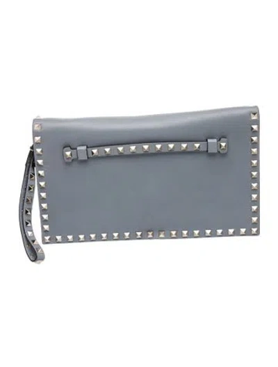 Pre-owned Valentino Garavani Signature Clutch In Blue