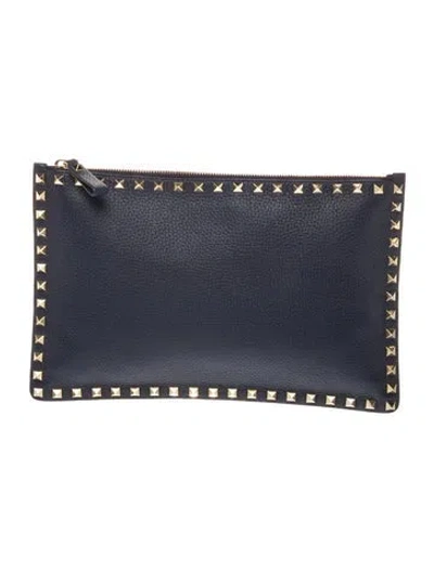 Pre-owned Valentino Garavani Signature Clutch In Blue