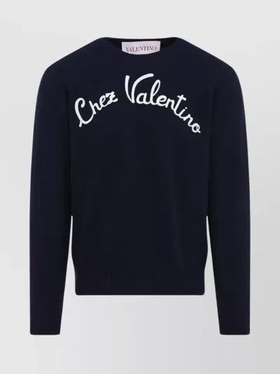 VALENTINO SIGNATURE EMBROIDERED WOOL PULLOVER