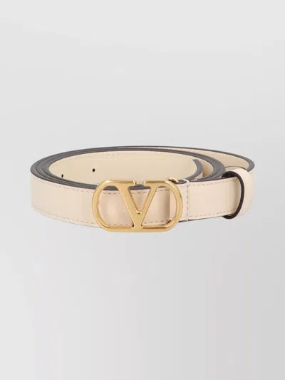 Valentino Garavani Signature Leather Belt Gold Buckle